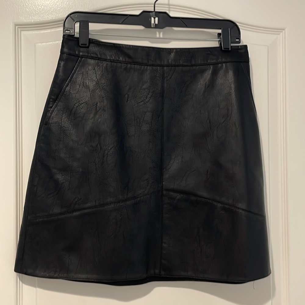 Zara Basic Black Vegan Leather Skirt